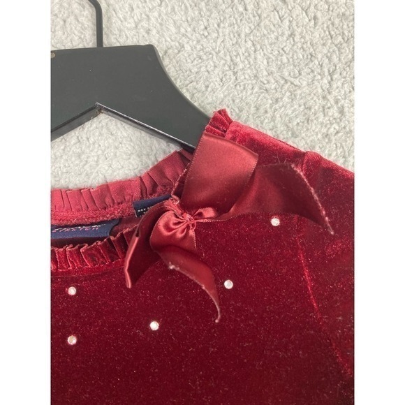 Girls Size 5 Red Suede Christmas Winter Dress Holiday Festive Fashion Maroon - Picture 7 of 9